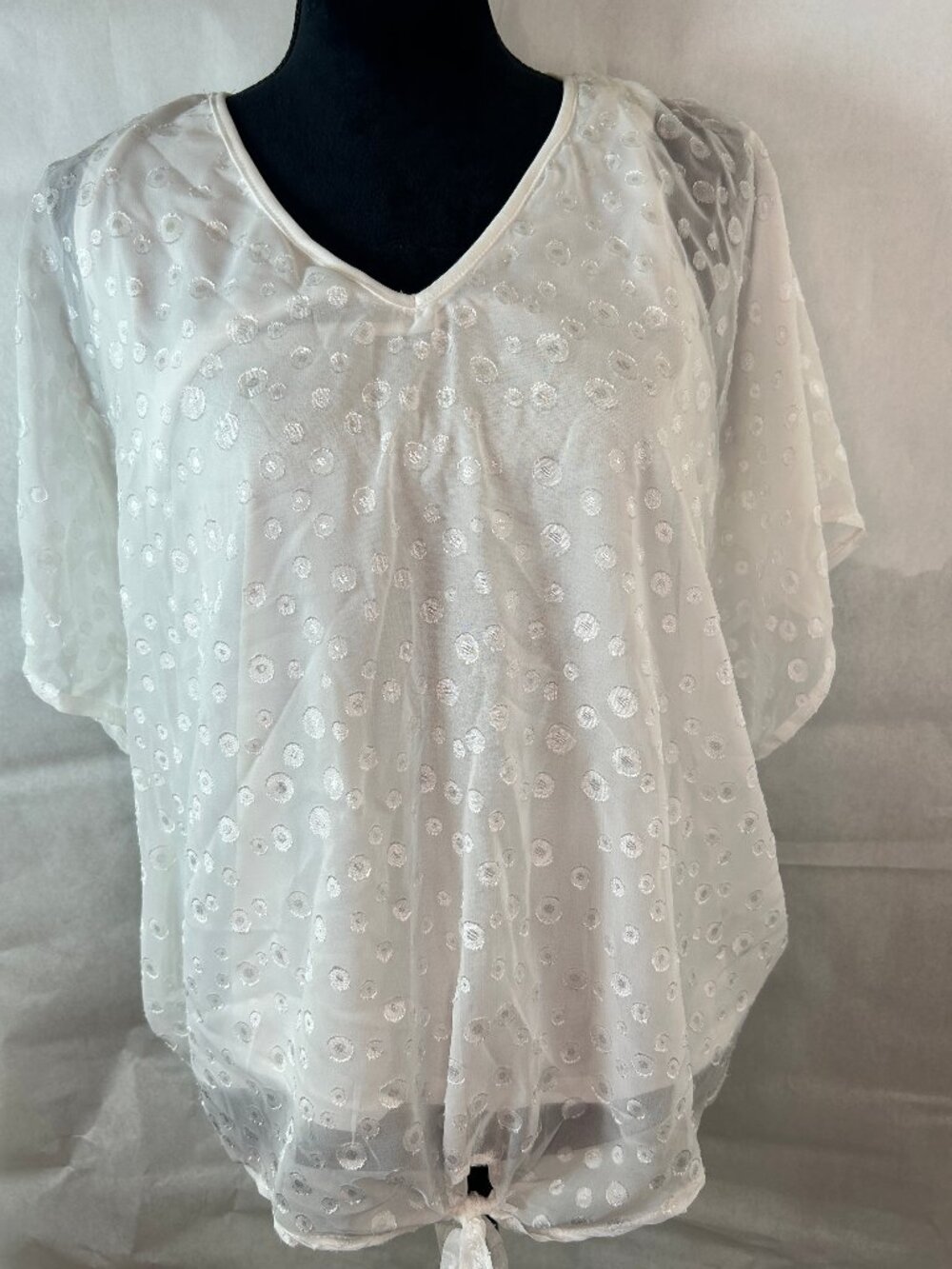 Exclusive One White Polka Dot Peasant Blouse Large Boho Cottagecore Grandmacore